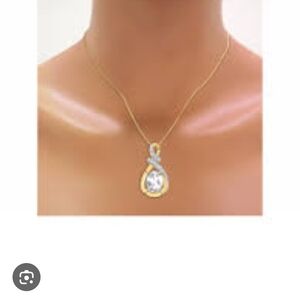 Elegant Gold and Silver Pendant Necklace Meaningful Pear Diamond Necklace